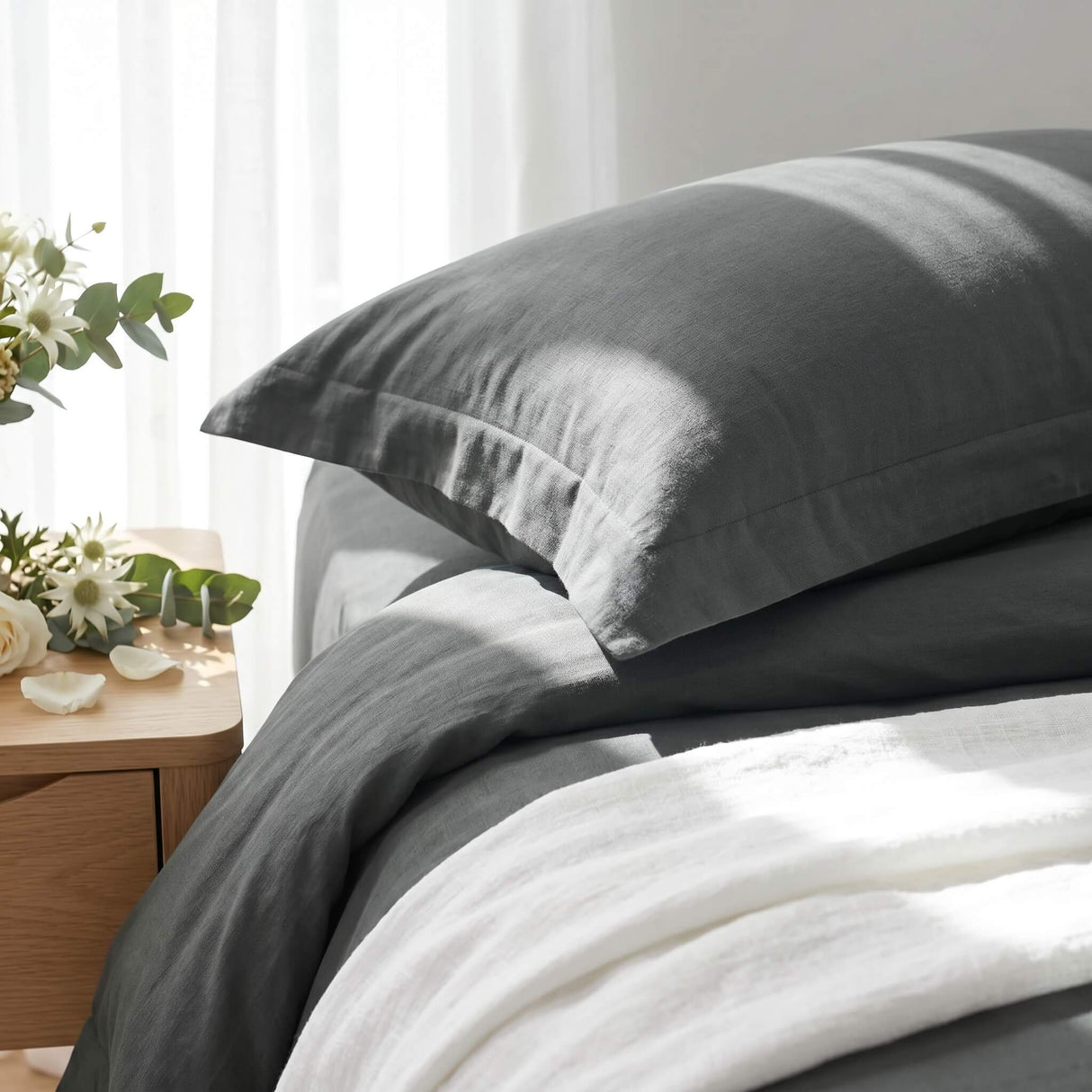 Audreamy 1000TC Tailored King Size Quilt/Duvet Cover Set - Charcoal