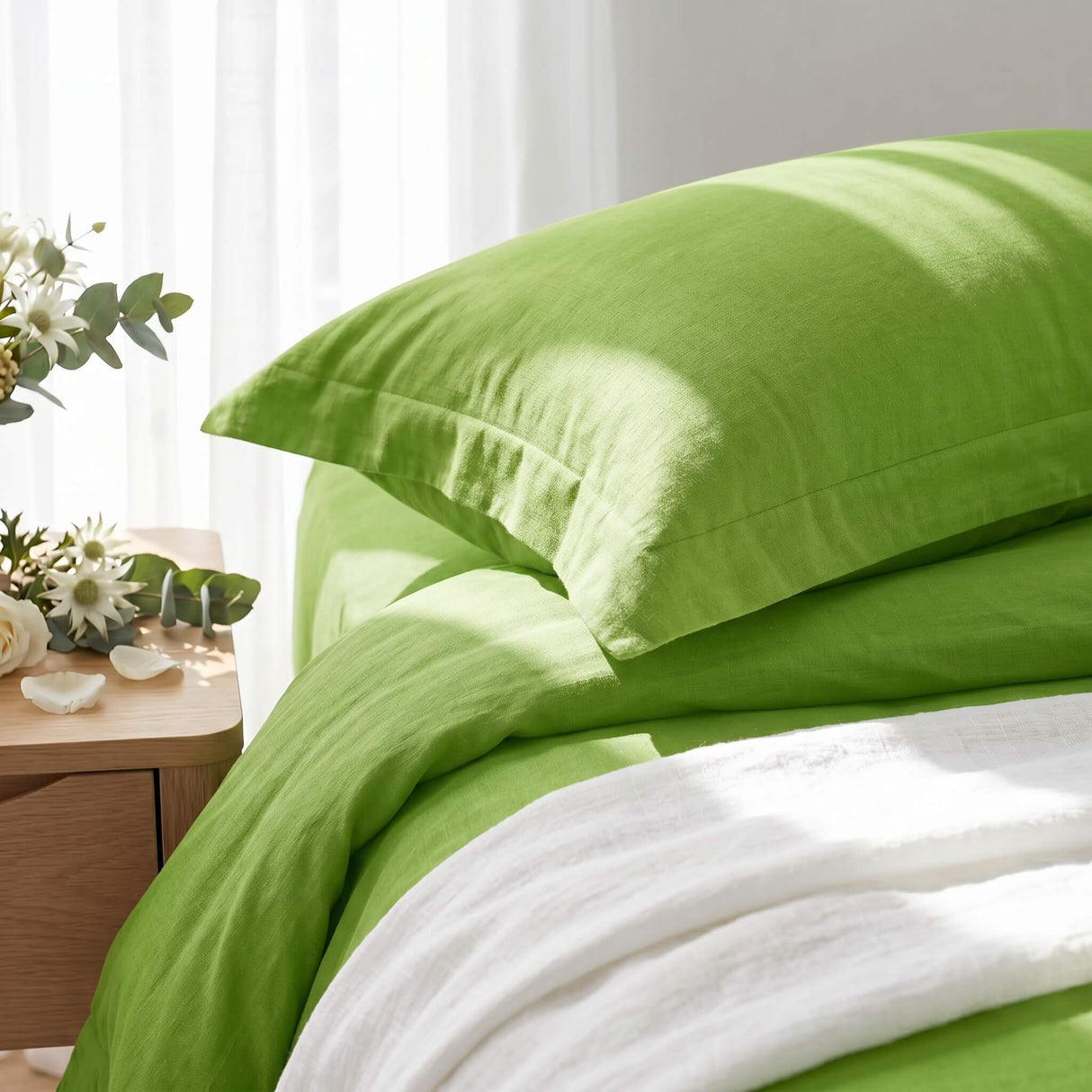 Audreamy 1000TC Tailored Single Size Green Duvet Quilt Cover Set