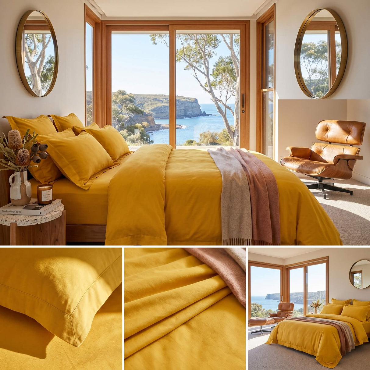 Audreamy Tailored 1000TC Ultra Soft Super King Size Yellow Duvet Quilt Cover Set