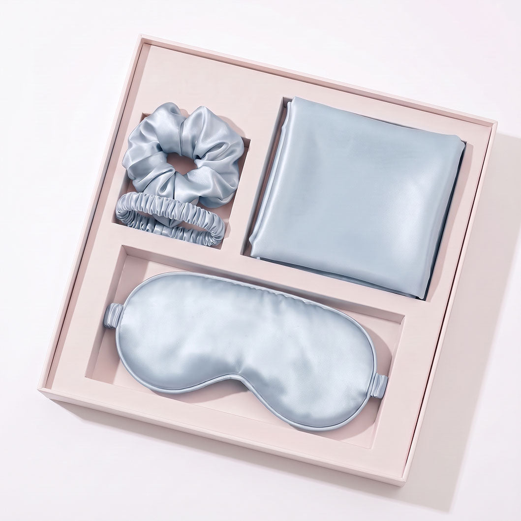 Pink Luxury Faux Silk Sleep Gift Set - 4-Piece Eye Mask, Pillowcase & Scrunchies for Relaxation & Comfort (Copy)