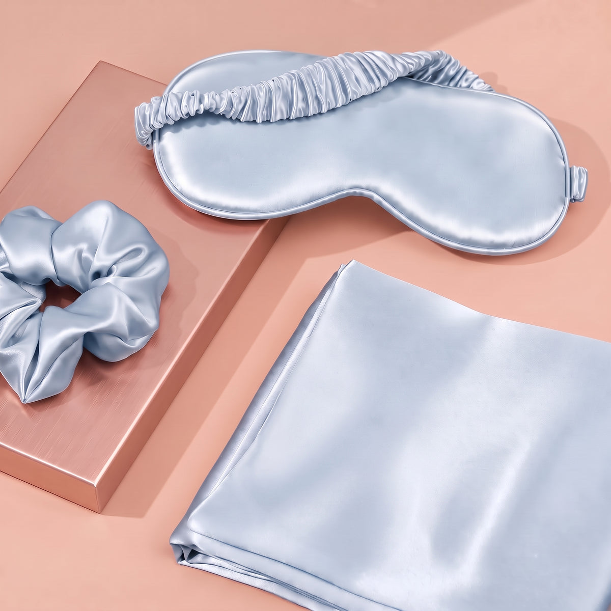 Pink Luxury Faux Silk Sleep Gift Set - 4-Piece Eye Mask, Pillowcase & Scrunchies for Relaxation & Comfort (Copy)