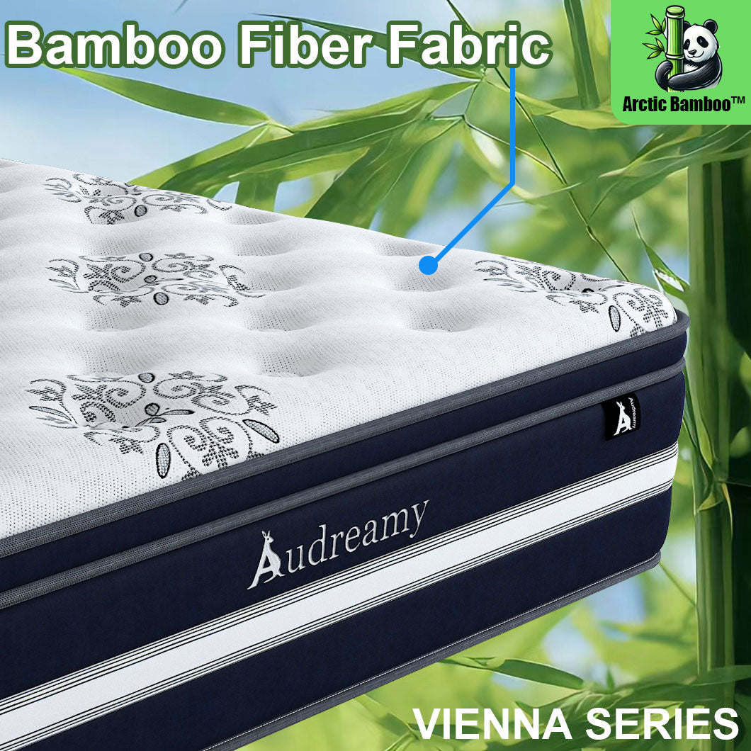 Audreamy Vienna Mattress – 34cm Euro Top Super Cool Gel Foam Bamboo Fiber Fabric 7-Zone Pocket Spring Medium Firm (King)