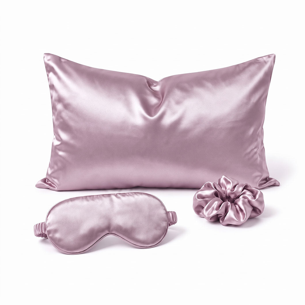 Pink Luxury Faux Silk Sleep Gift Set - 4-Piece Eye Mask, Pillowcase & Scrunchies for Relaxation & Comfort (Copy)