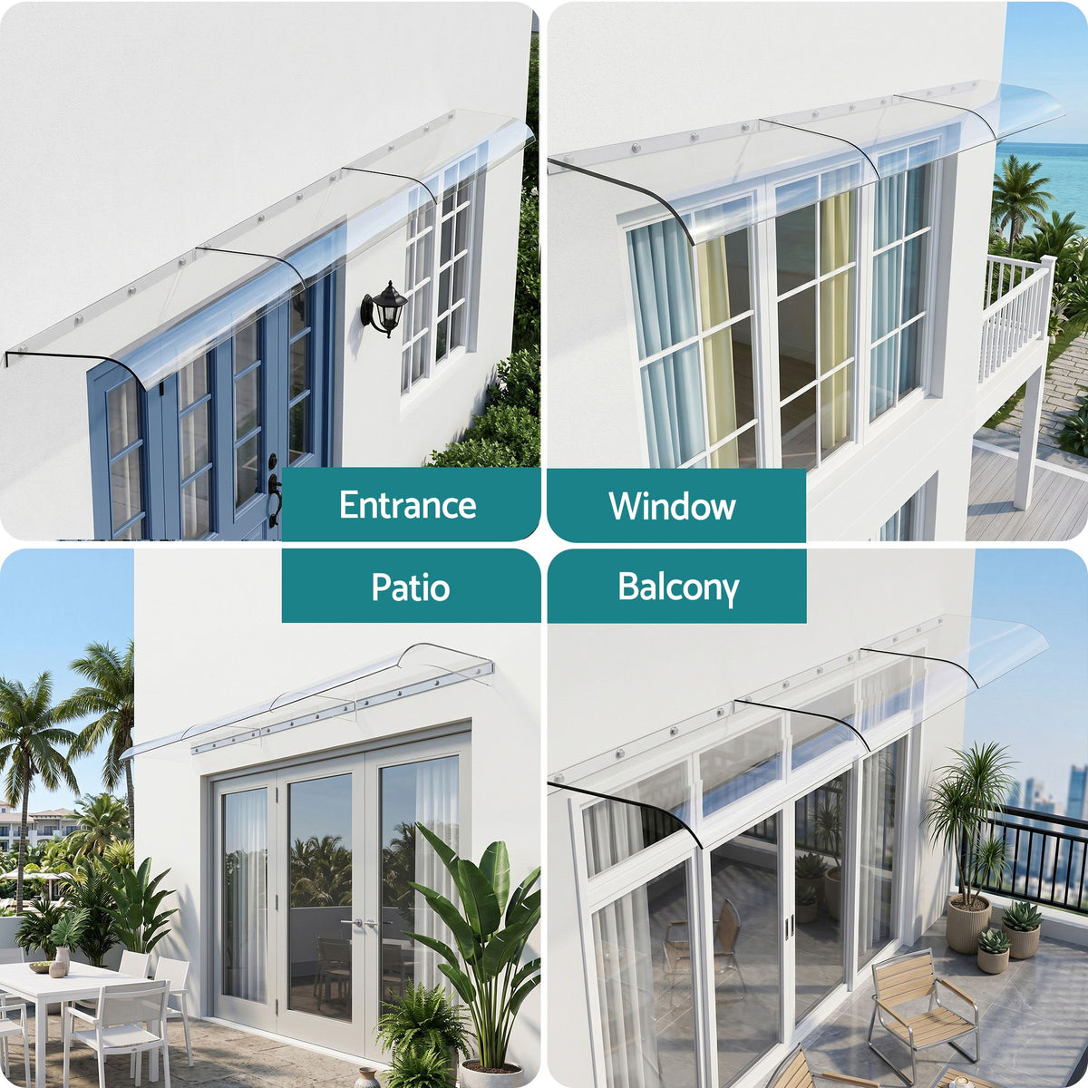 Instahut Window Door Awning 0.4mx3m Transparent