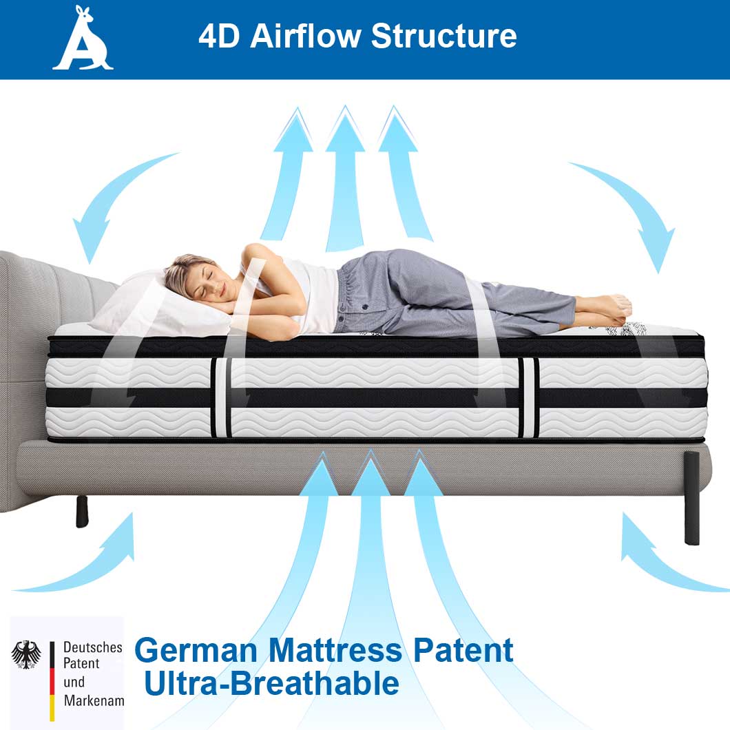 Audreamy Athens Mattress – 34cm Spa-Like Plush Soft Euro Top 7-Zone Pocket Spring 5D Support Medium Firm