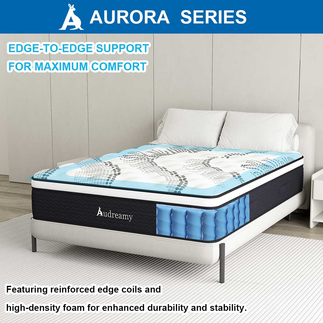 Audreamy Aurora Mattress – 34cm Ergonomic 4D Spa-Like Plush Soft Euro Top Bamboo Fiber Fabric 7-Zone Pocket Spring Medium