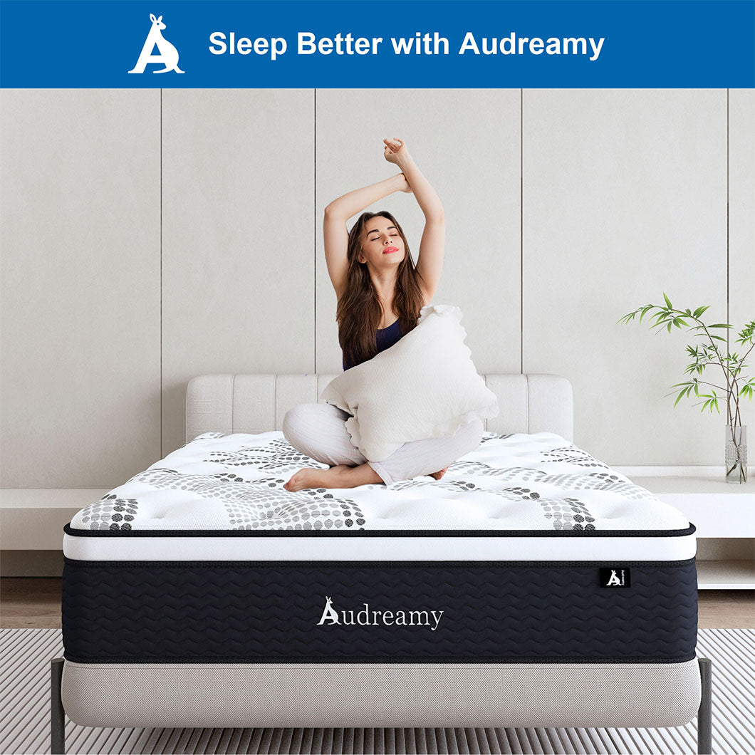 Audreamy Aurora Mattress – 34cm Ergonomic 4D Spa-Like Plush Soft Euro Top Bamboo Fiber Fabric 7-Zone Pocket Spring Medium