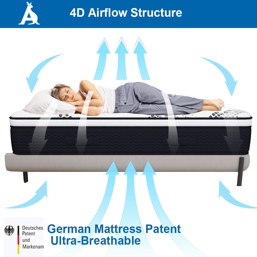 Audreamy Aurora Mattress – 34cm Ergonomic 4D Spa-Like Plush Soft Euro Top Bamboo Fiber Fabric 7-Zone Pocket Spring Medium
