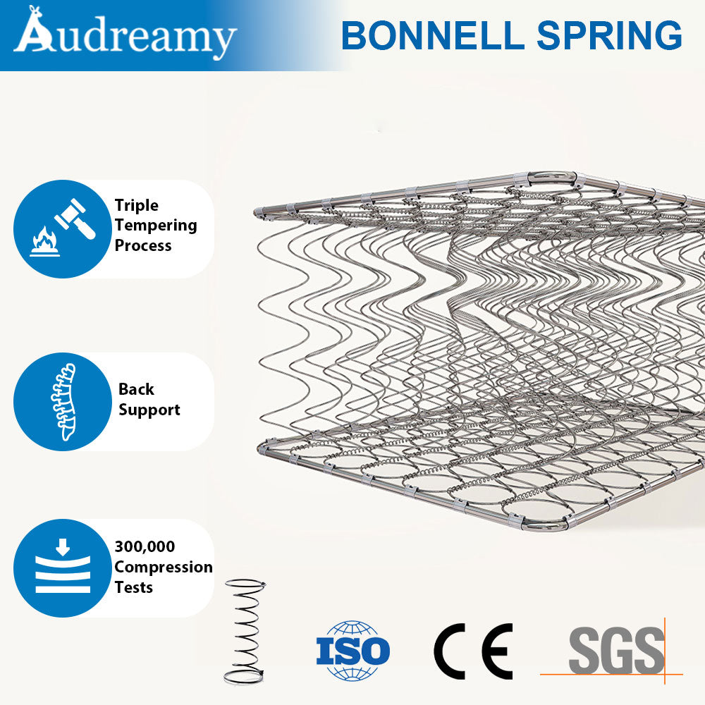 Audreamy Bondi Mattress 22cm Pillow Top – Cloud Comfort Bamboo Fiber Fabric Memory Foam Support Bonnell Medium Firm