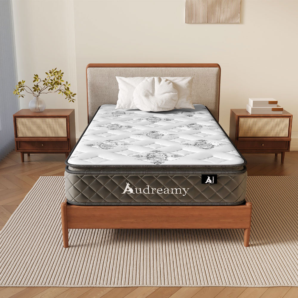 Audreamy Elara Mattress 25cm Pillow Top – Cloud Comfort Bamboo Fiber Fabric Memory Foam Support Bonnell Medium Firm King Single