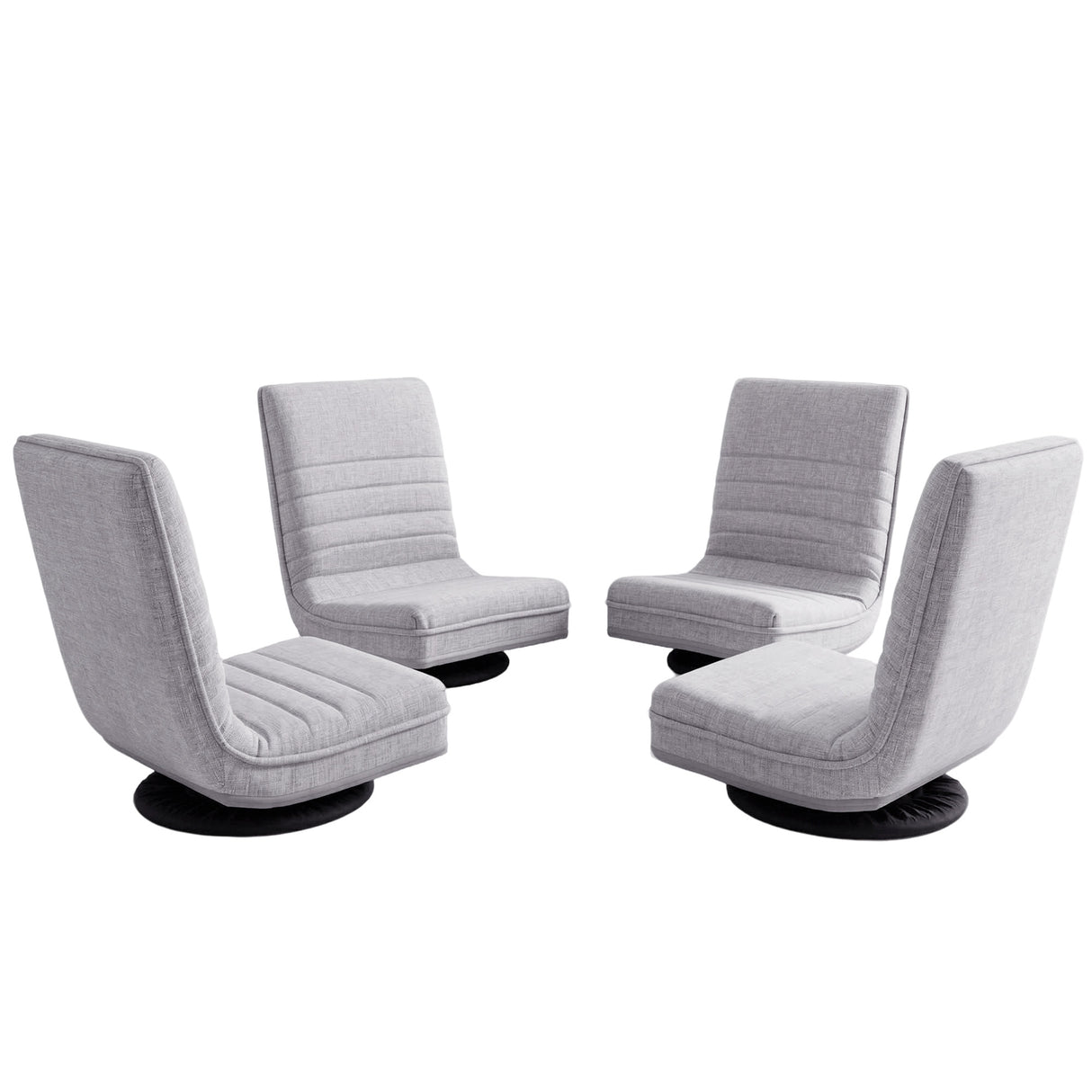 Artiss 4PCS Swivel Floor Chair 360 Adjustable Foldable Lounge Seat Floor Sofa Chair Grey