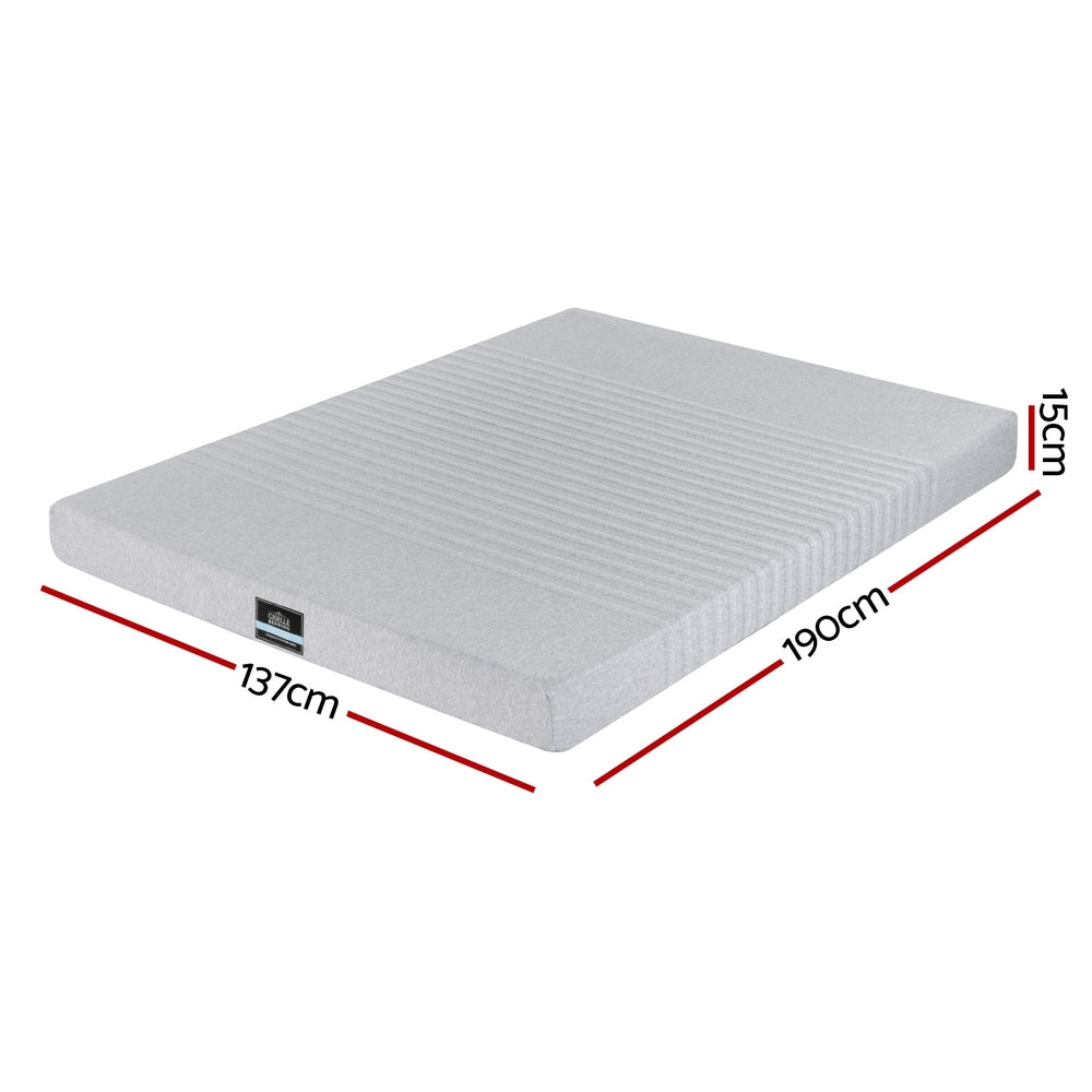 Giselle Bedding Cool Gel Memory Foam Mattress Charcoal 7-Zone Washable Bamboo Cover 15cm Double