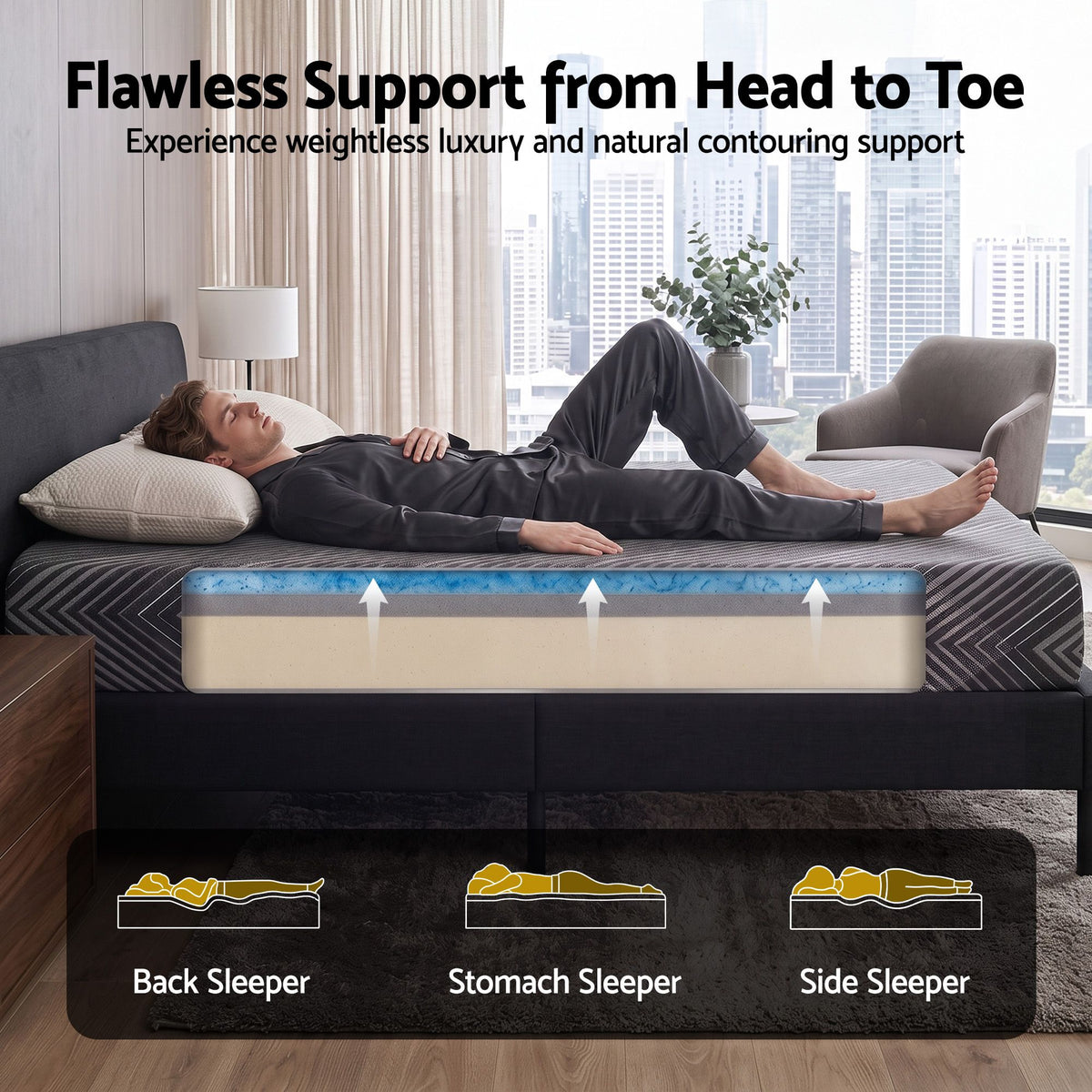 Giselle 25cm Queen Memory Foam Mattress Gel Infused Foam Removable Cover