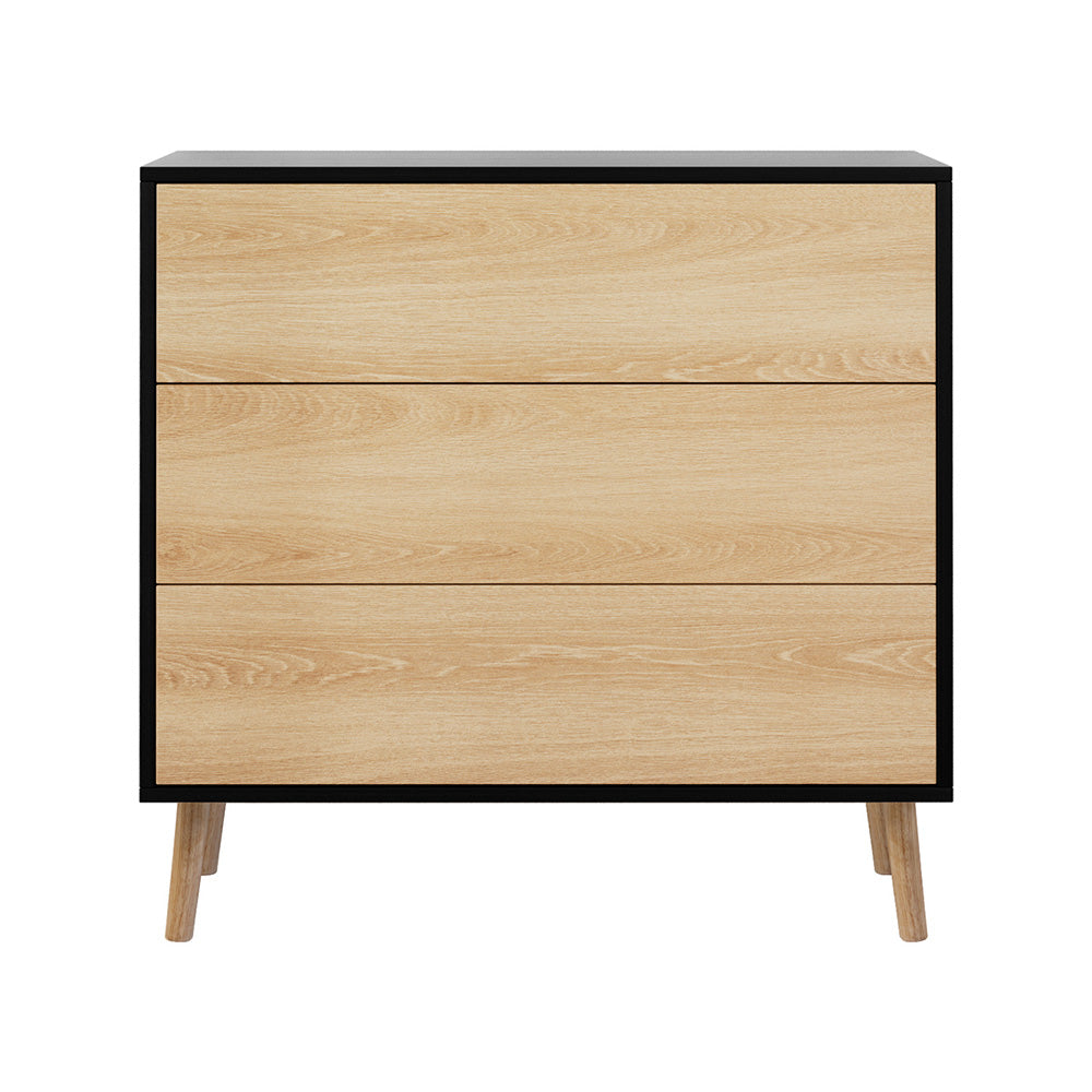 Artiss 3 Chest of Drawers Dresser Table Black&Pine