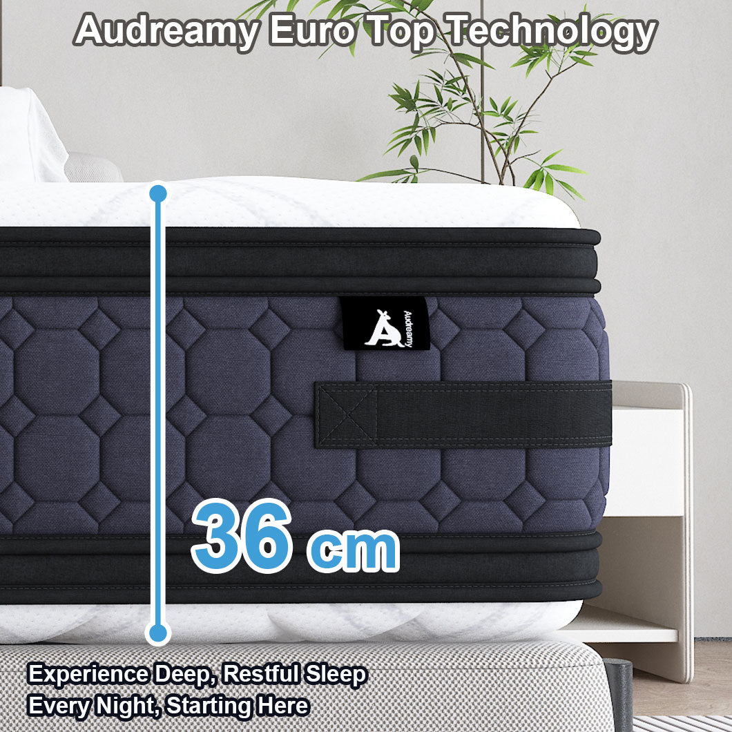 Audreamy Geneva Mattress – 36cm Euro Top Cool Gel Foam 7-Zone Pocket Spring Dual-Sided Firmness Medium Soft/Firm (King Single)