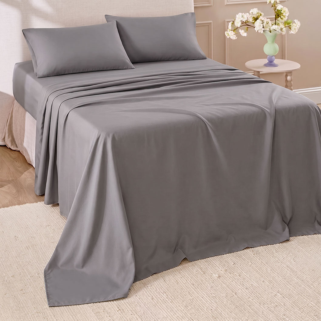 Hotel Soft Bed Sheet Set- Bedding Sheets & Pillowcases Breathable Bedding Wrinkle, Fade, Stain Resistant-Deep Pocket Flat Fitted Bed Sheet Set