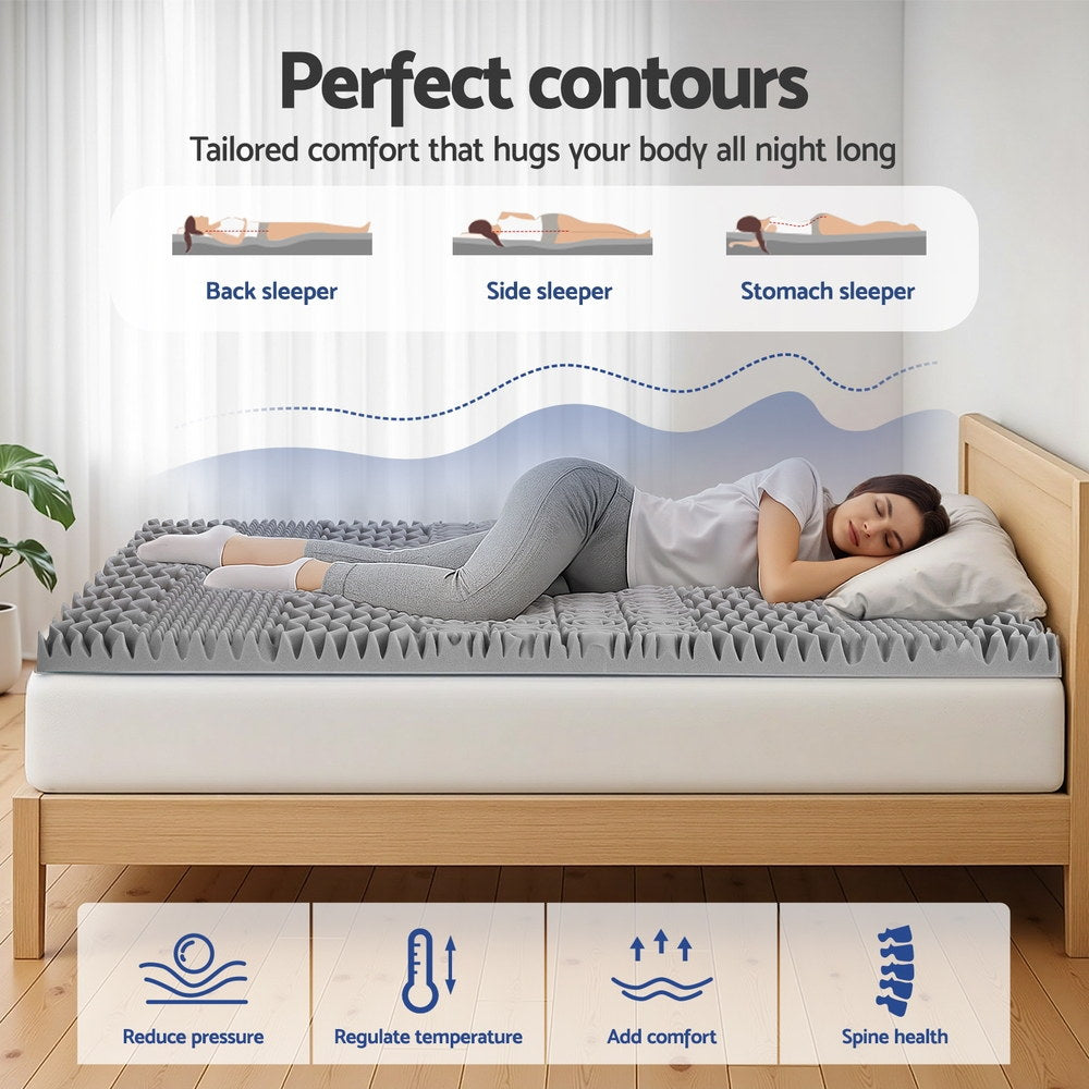 Giselle Bedding 8cm Memory Foam Mattress Topper 7-Zone Graphite King