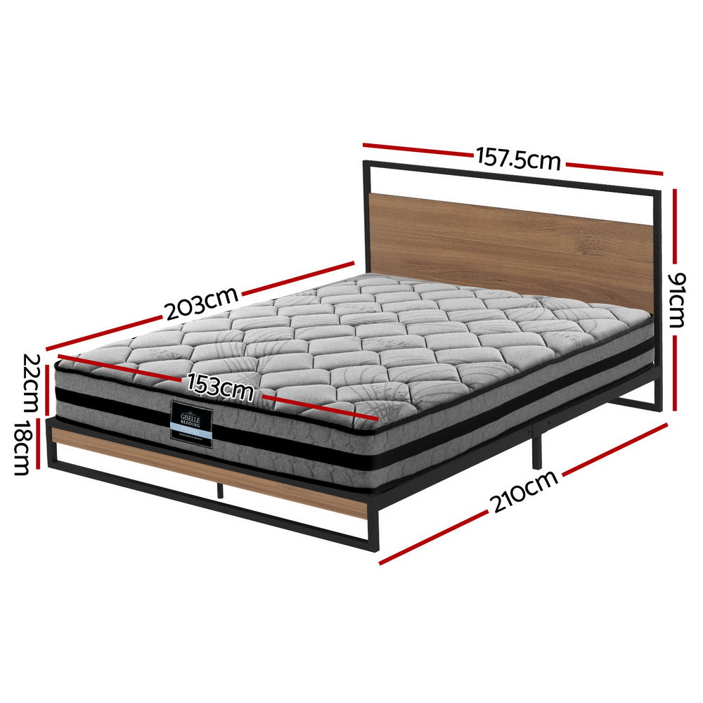 Artiss Bed Frame Queen Size Metal Frame DANE with Mattress