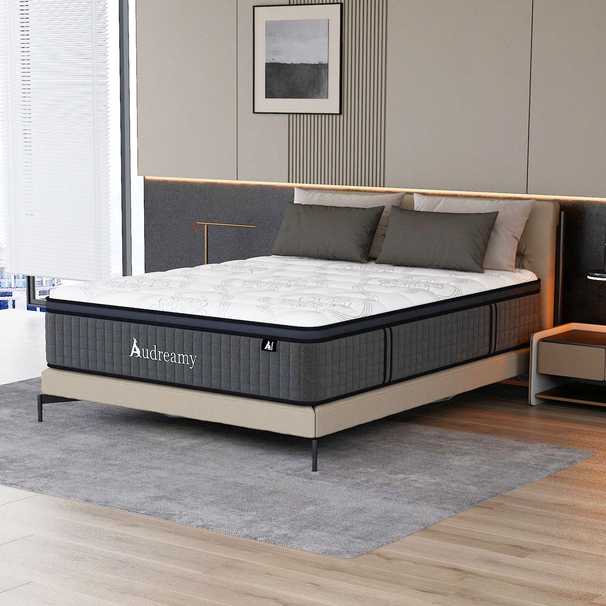 Audreamy Rome Mattress – 34cm Euro Top 100% Natural Latex Memory Foam 9-Zone Pocket Spring Hybrid Medium Firm