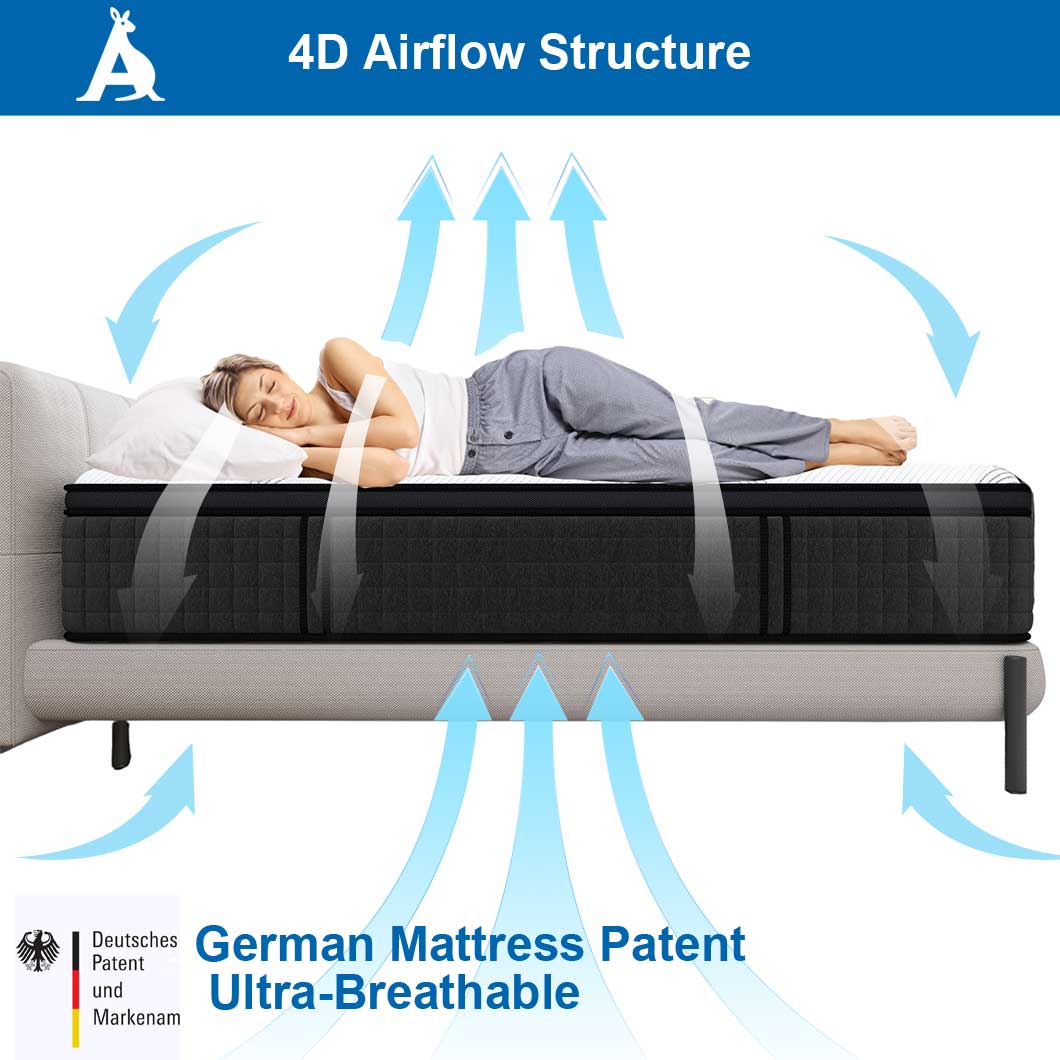 Audreamy Rome Mattress – 34cm Euro Top 100% Natural Latex Memory Foam 9-Zone Pocket Spring Hybrid Medium Firm (King Single)