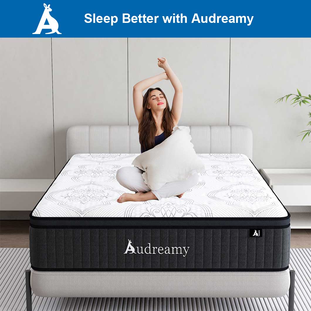 Audreamy Rome Mattress – 34cm Euro Top 100% Natural Latex Memory Foam 9-Zone Pocket Spring Hybrid Medium Firm