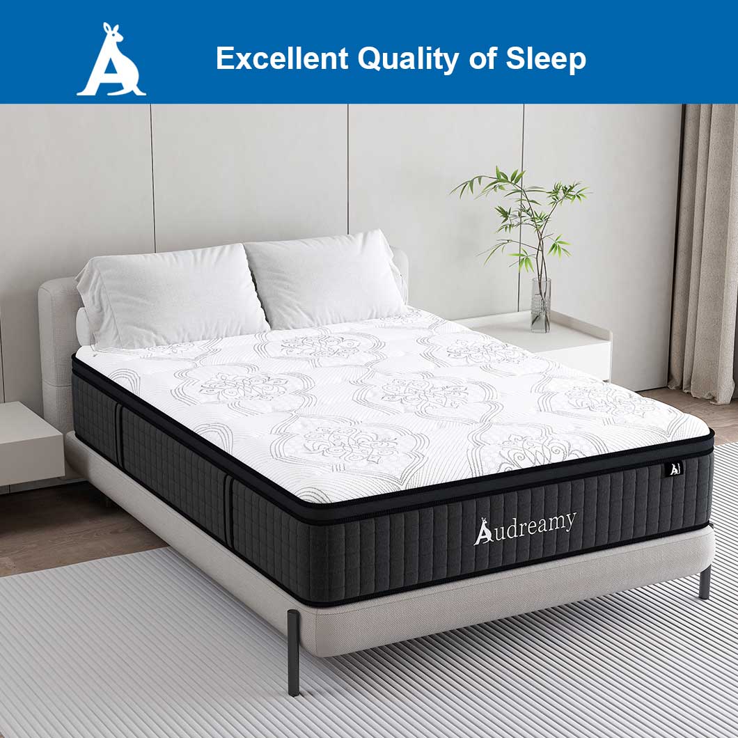 Audreamy Rome Mattress – 34cm Euro Top 100% Natural Latex Memory Foam 9-Zone Pocket Spring Hybrid Medium Firm