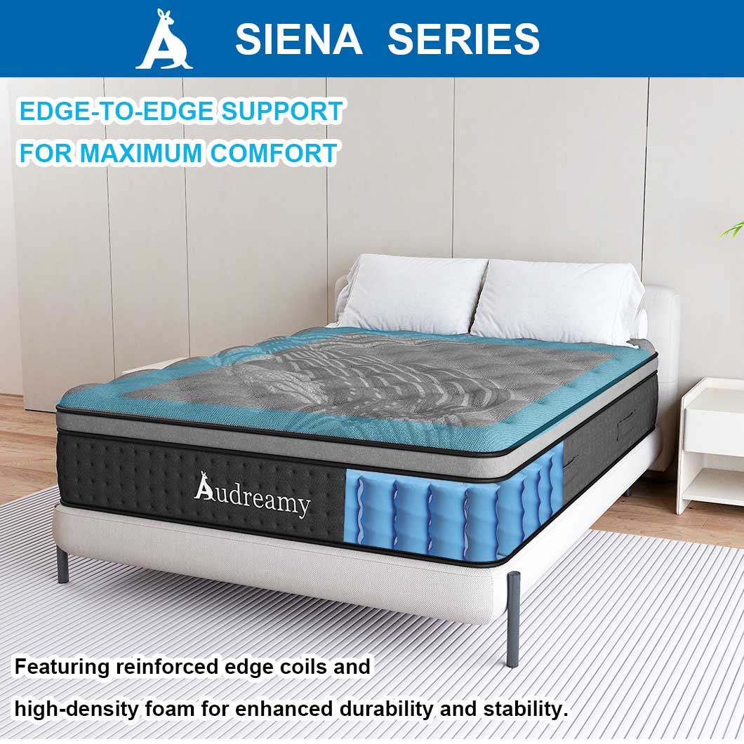 Audreamy Siena Mattress – 35cm Plush Euro Top Bamboo Charcoal Fabric 7-Zone Pocket Spring Medium Firm