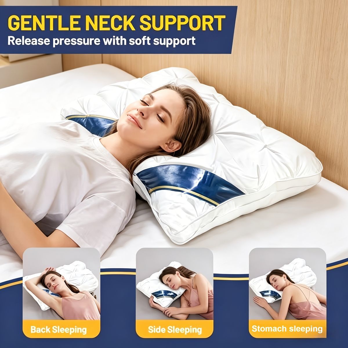 Luxury Pillow Quilted Pillow High-Quality Pillow Comfortable Pillow Bedding - Gray - Size 800g high pillow