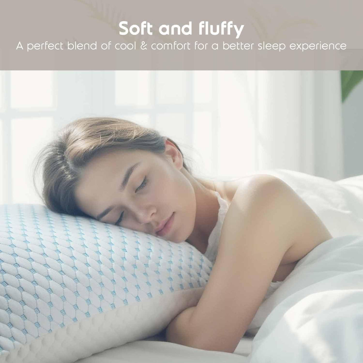 Standard Size Cooling Pillow with Shredded Memory Foam & Gel Infusion – Adjustable Loft, Breathable Dual-Sided Cover, 20" x 26" (Blue) | Other Sizes Available in Store