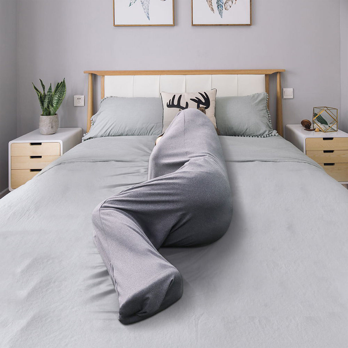 Hooded Sleep Pod: Adults Wearable Blanket – Comfy Hooded Cocoon, Cooling, Machine Washable (Grey, 170×40cm)