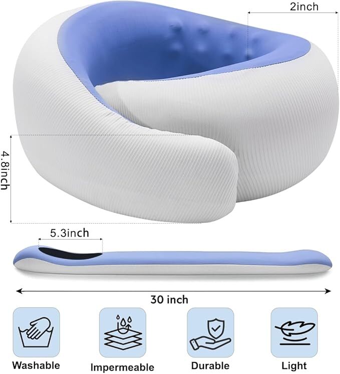 Travel Pillows for Airplanes,Memory Foam Neck Pillow for Traveling,Smooth & Cooling Fabric Plane Pillow for Long Flight,Ideal for Travels,Airplanes,Offices,Cars (Gray, Standard-Broad Fit)