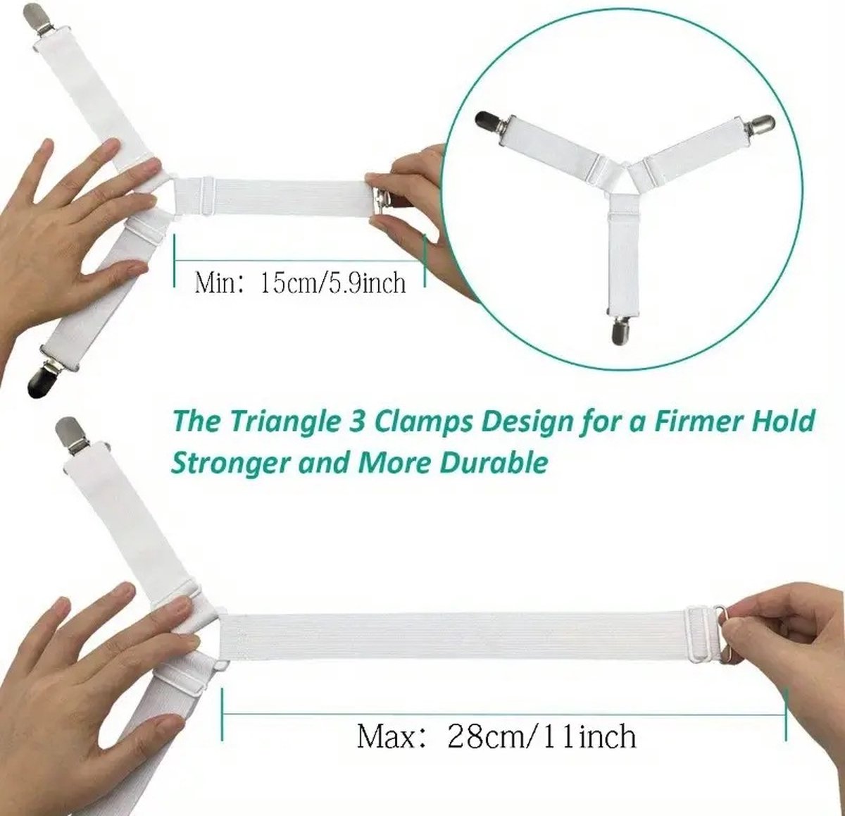 Bed Sheet Clips | Sheet Tighteners | Duvet Clamps | Sheet Tightener Clips | Set of 4 | White