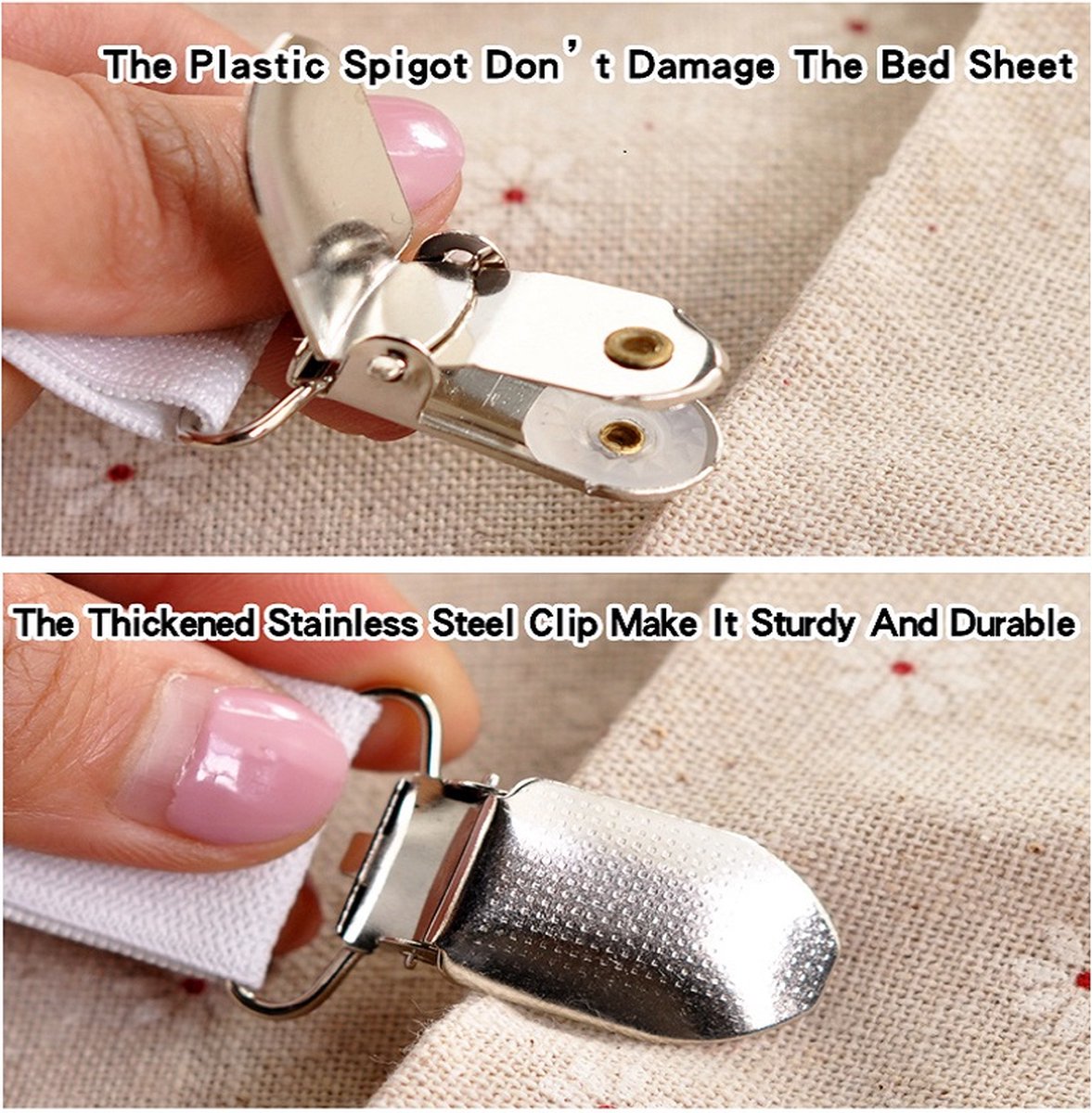 Bed Sheet Clips | Sheet Tighteners | Duvet Clamps | Sheet Tightener Clips | Set of 4 | White