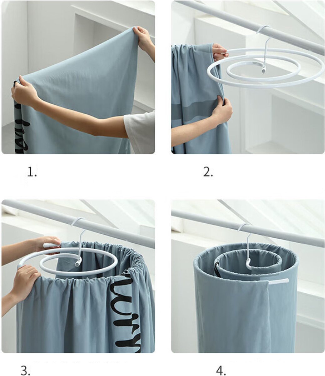 Spiral Hanger - Diameter 45cm - Drying Function - Duvet Cover Hanger - Multifunctional Storage - Spiral Quilt Drying Rack - Space-Saving Hangers for Sheets Bedspreads Coverlets Mattresses Tablecloths Sofa Covers Blankets Scarves Capes - White - 1 Piece