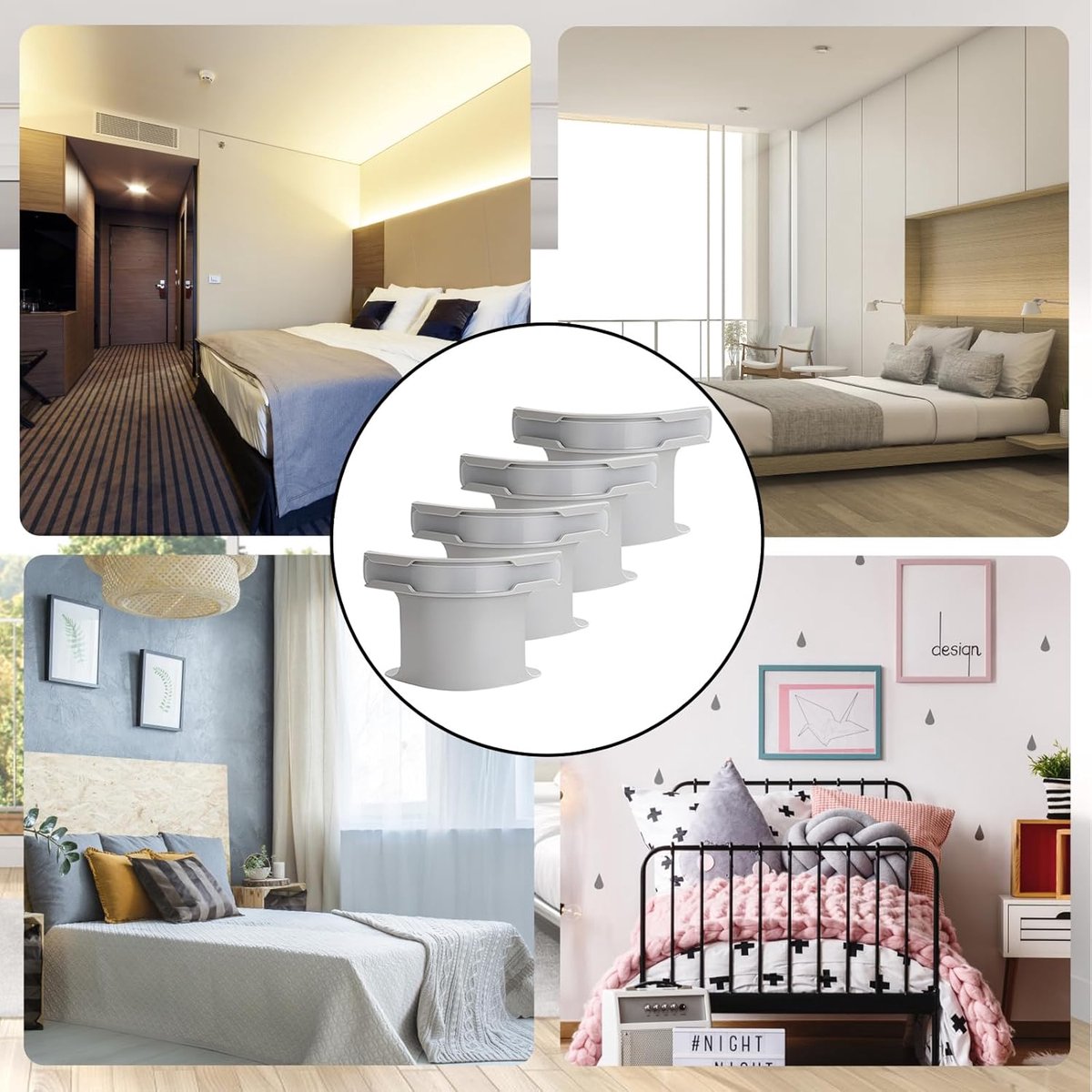 4 pieces - Sheet holder - Bed sheet holder - Duvet clips - Sheet clamps - with fastening strips - removable fitted sheet corner holders - bed clips - corner holders for covers - for mattress protectors, bedding, blankets - 15*12*8.5 cm - grey