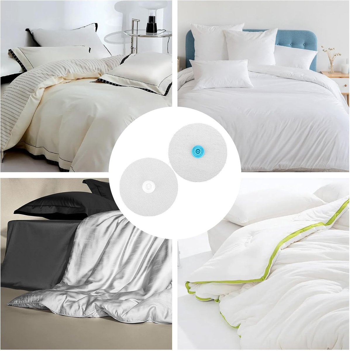 Bedding Snaps - 10 Pairs - Duvet Cover Snaps - Polyester - Plastic - Duvet Clips - Iron-On Duvet Fasteners to Hold Duvet - Duvet Clamps - Bed Sheet Tensioners - 60mm - White