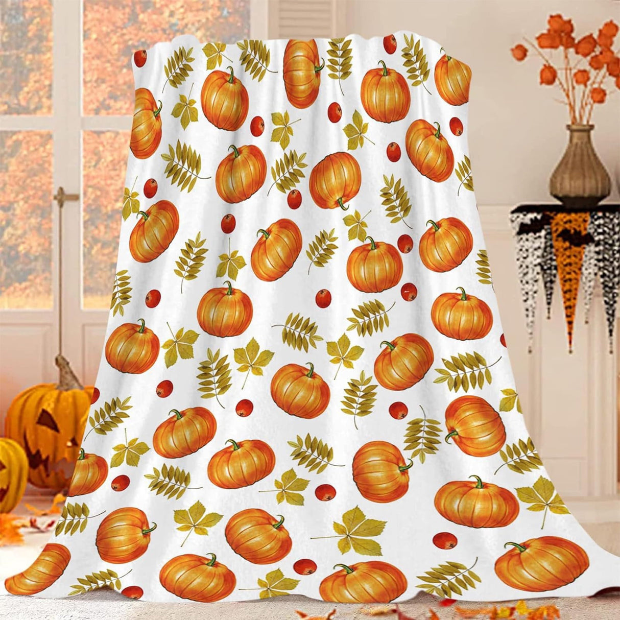 Xuniizn Fall Throw Blanket Breathable Fleece Blanket,28x39" Soft & Skin-Friendly High-Density Fall Blanket Warm, Heat-Locking, Machine-Washable, A Cozy Choice for Autumn & Winter Home Use A#Multicolor(39x51")
