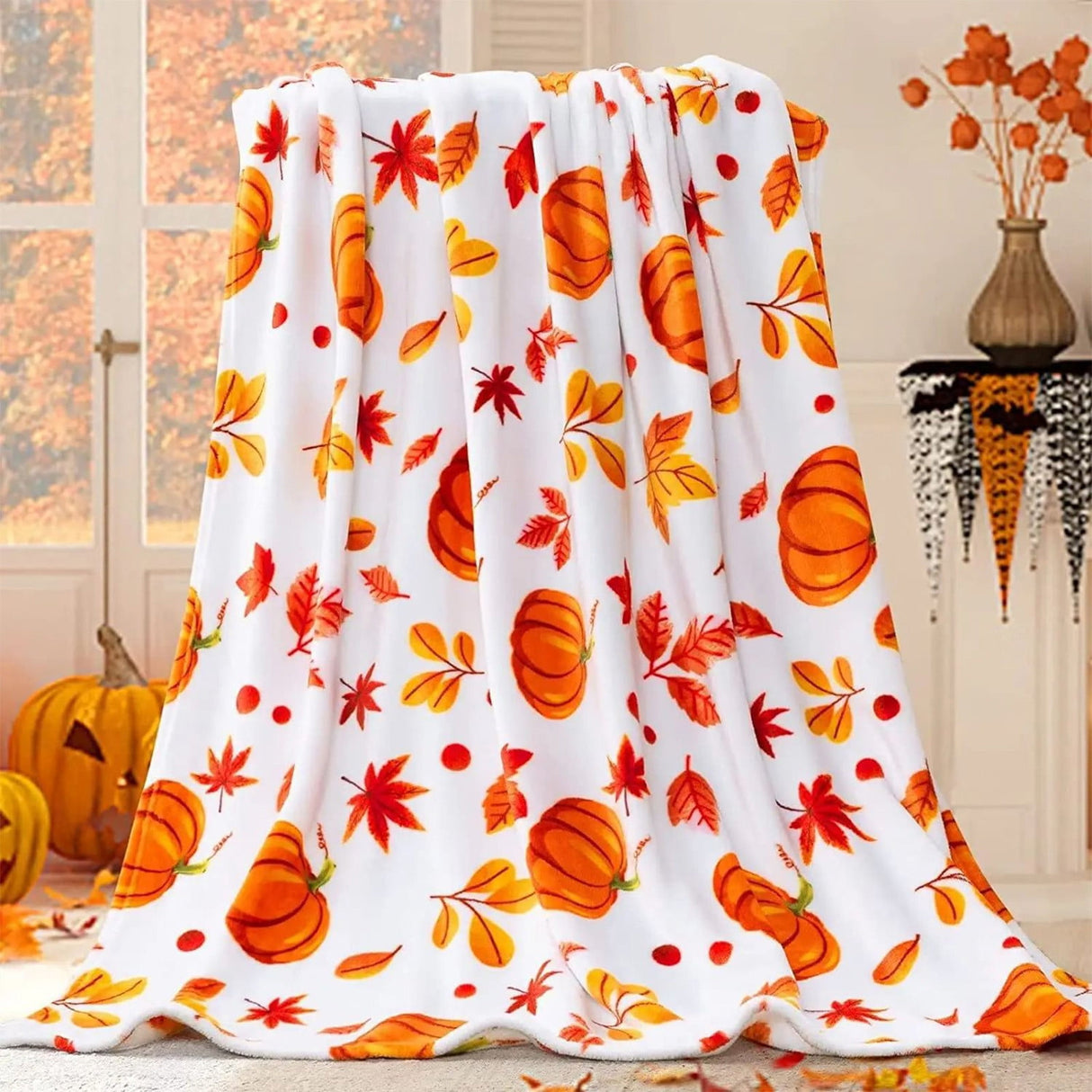 Xuniizn Fall Throw Blanket Breathable Fleece Blanket,28x39" Soft & Skin-Friendly High-Density Fall Blanket Warm, Heat-Locking, Machine-Washable, A Cozy Choice for Autumn & Winter Home Use B#Multicolor(51x59")