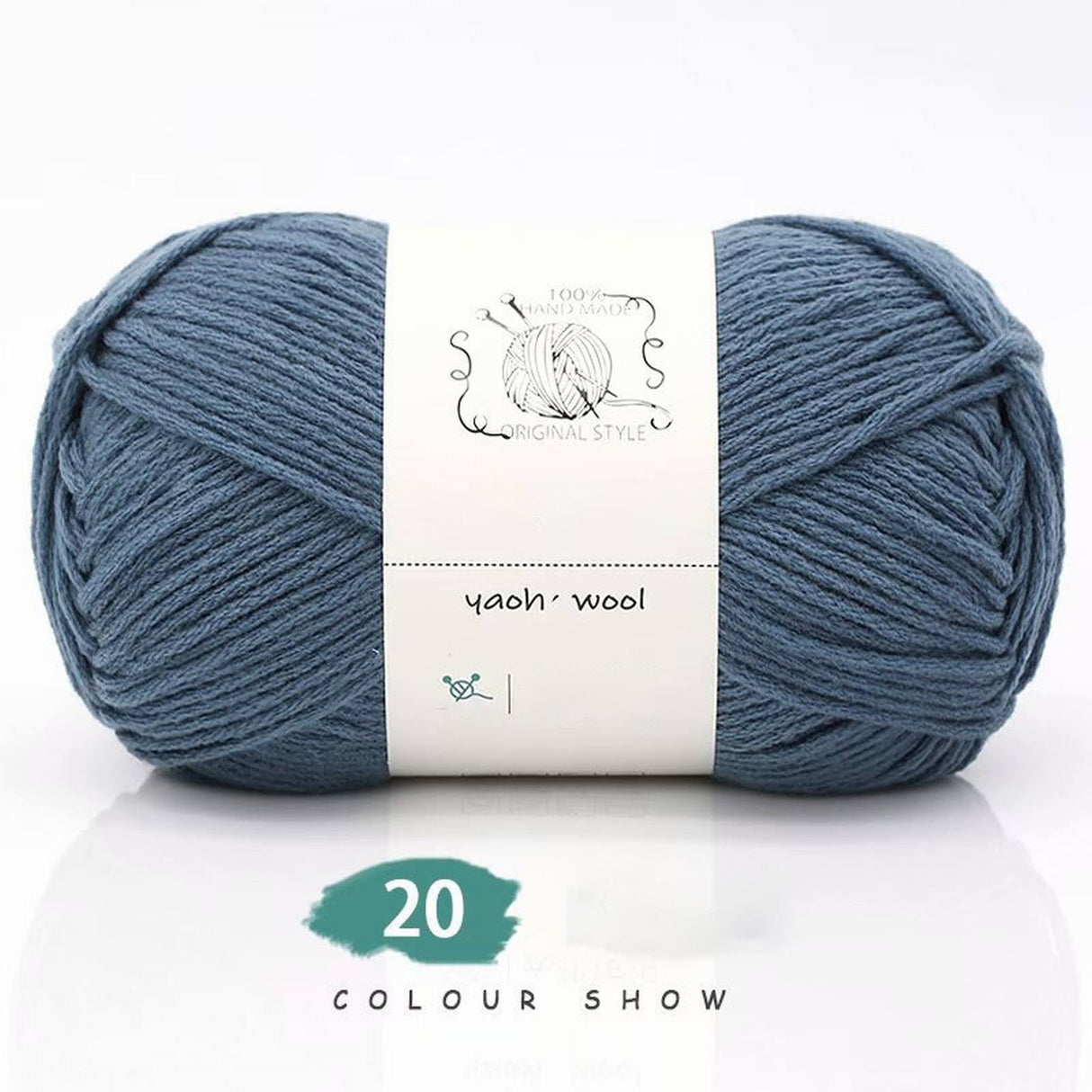 LGCASL Hand-Knitted Yarn #2 Pure White , 1Pc100G Hand Woven Cotton Yarn Soft Crochet Yarn for Hand Knitting Warm Sweater Sofa Cushion Scarf Diy Denim Blue