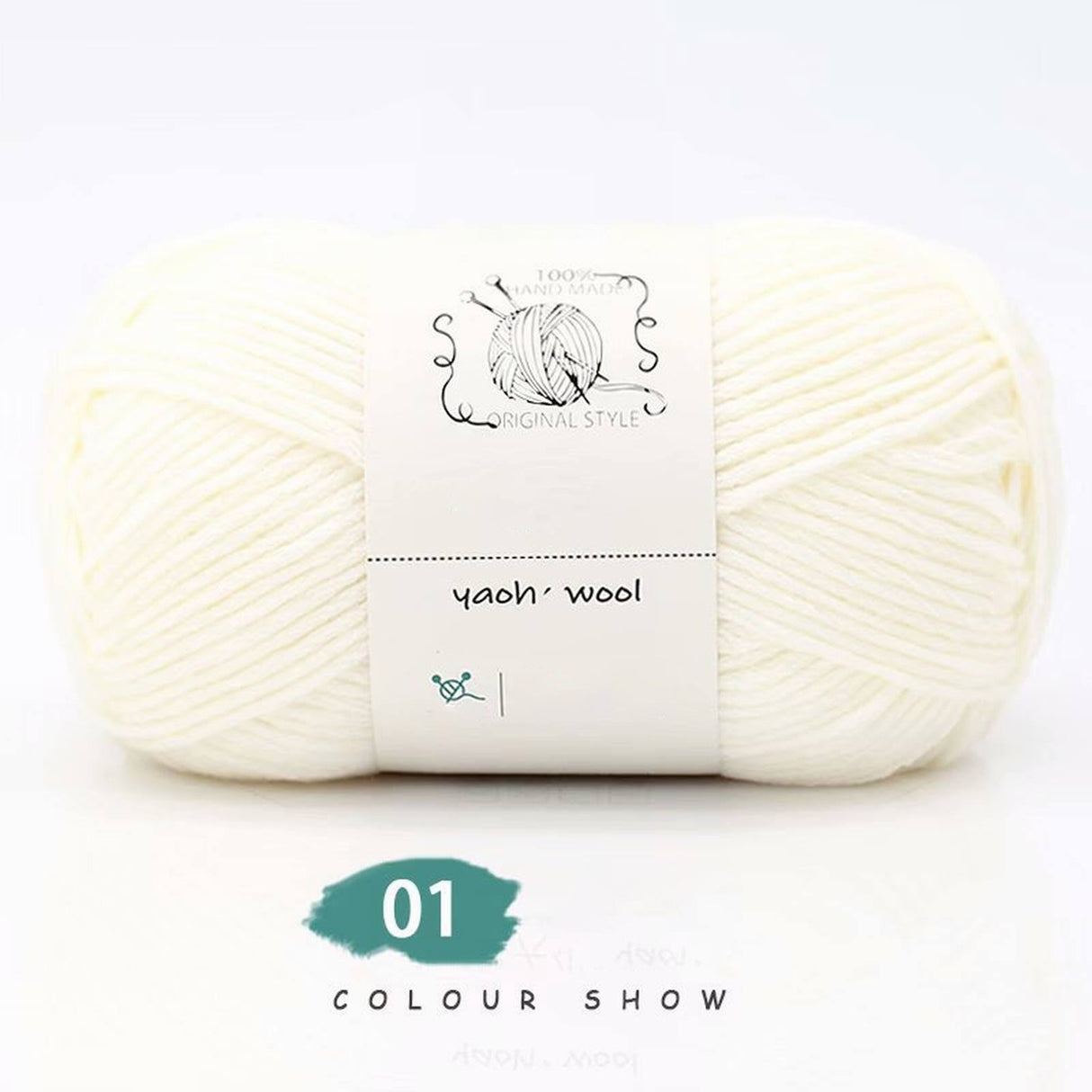 LGCASL Hand-Knitted Yarn #2 Pure White , 1Pc100G Hand Woven Cotton Yarn Soft Crochet Yarn for Hand Knitting Warm Sweater Sofa Cushion Scarf Diy White