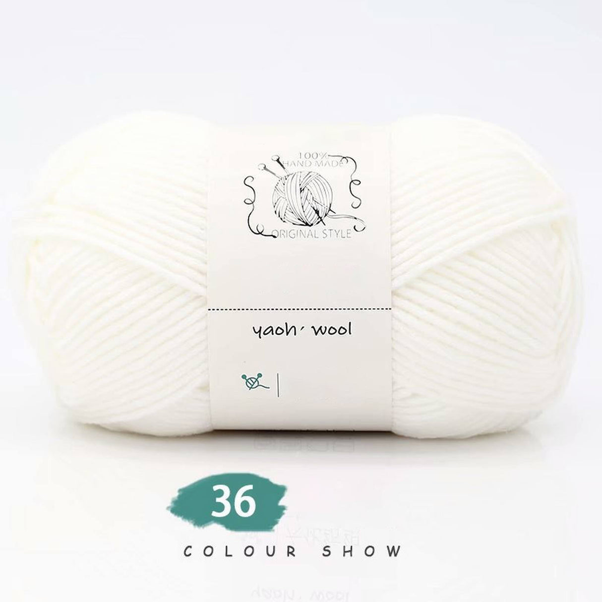 LGCASL Hand-Knitted Yarn #2 Pure White , 1Pc100G Hand Woven Cotton Yarn Soft Crochet Yarn for Hand Knitting Warm Sweater Sofa Cushion Scarf Diy pure white