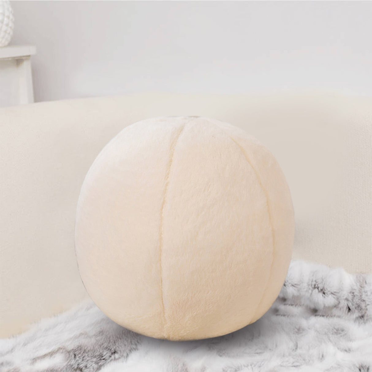 11.8 inch Ball Pillow Nordic Round Throw Pillows Boucle Ball Pillow Sphere Shaped Pillow Round Decorative Pillow for Couch, Sofa, Bedroom White