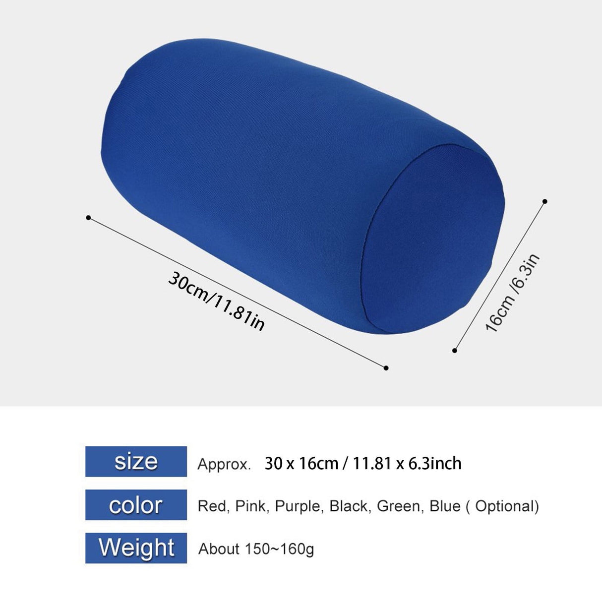 Comfortable Roll Cylindrical Pillow for Head,Microbead Jelly Bean Bed Pillow Tube Pillow Cushion for Head, Neck, Back Support Red