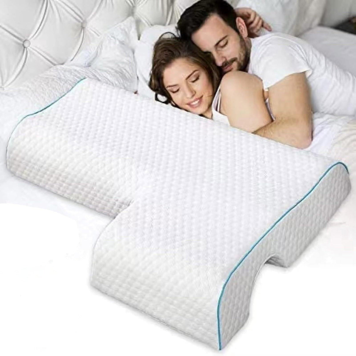 Memory Foam Cuddle Pillow, Shoulder Pillow for Side Sleepers, Arm Pillow with Arm Hole for Sleeping, Side Sleeper Pillow for Arm Pressure Relief with Breathable Pillowcase, 27.2x19.3 27.2" x 19.3" A