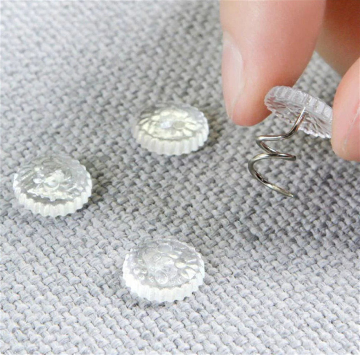 Bed Skirt Pins with Clear Heads for Upholstery, Slipcovers and Bedskirts, Upholstery Pins Twist,Bed Skirt Pins, Upholstery Tacks Twist Pins for Sofa, 50 Pcs, 0.6x0.39 0.6" x 0.39" Clear