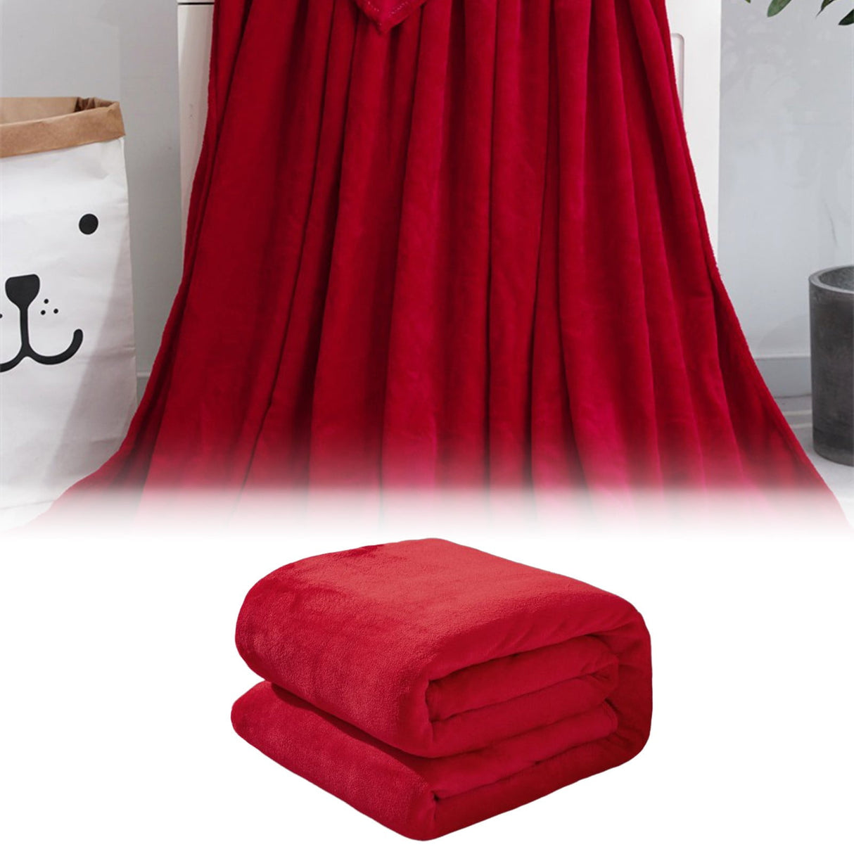 Fleece Throw Blanket for Couch,Super Soft Fuzzy Flannel Throw for Sofa, Luxury Plush Microfiber Bed Blanket, Cozy Home Decorative Velvet Gift Blanket,Fuzzy and Anti-Static(Grey 70x100cm) Red 70x100cm