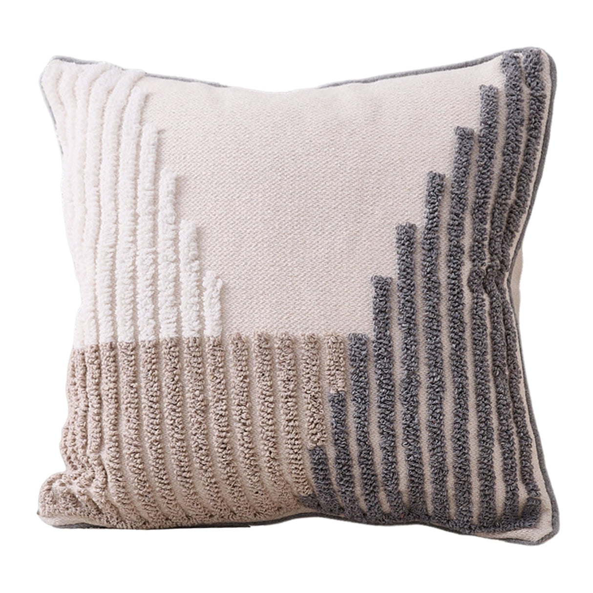 Walbest Boho Throw Pillow with Braided Rope Pattern And Tassels Soft Cotton Linen Textured Cushion for Sofa Bed Office 45x45cm D