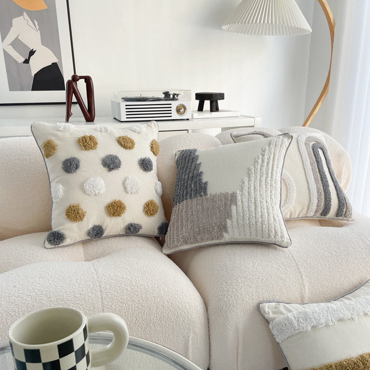 Walbest Boho Throw Pillow with Braided Rope Pattern And Tassels Soft Cotton Linen Textured Cushion for Sofa Bed Office 45x45cm D