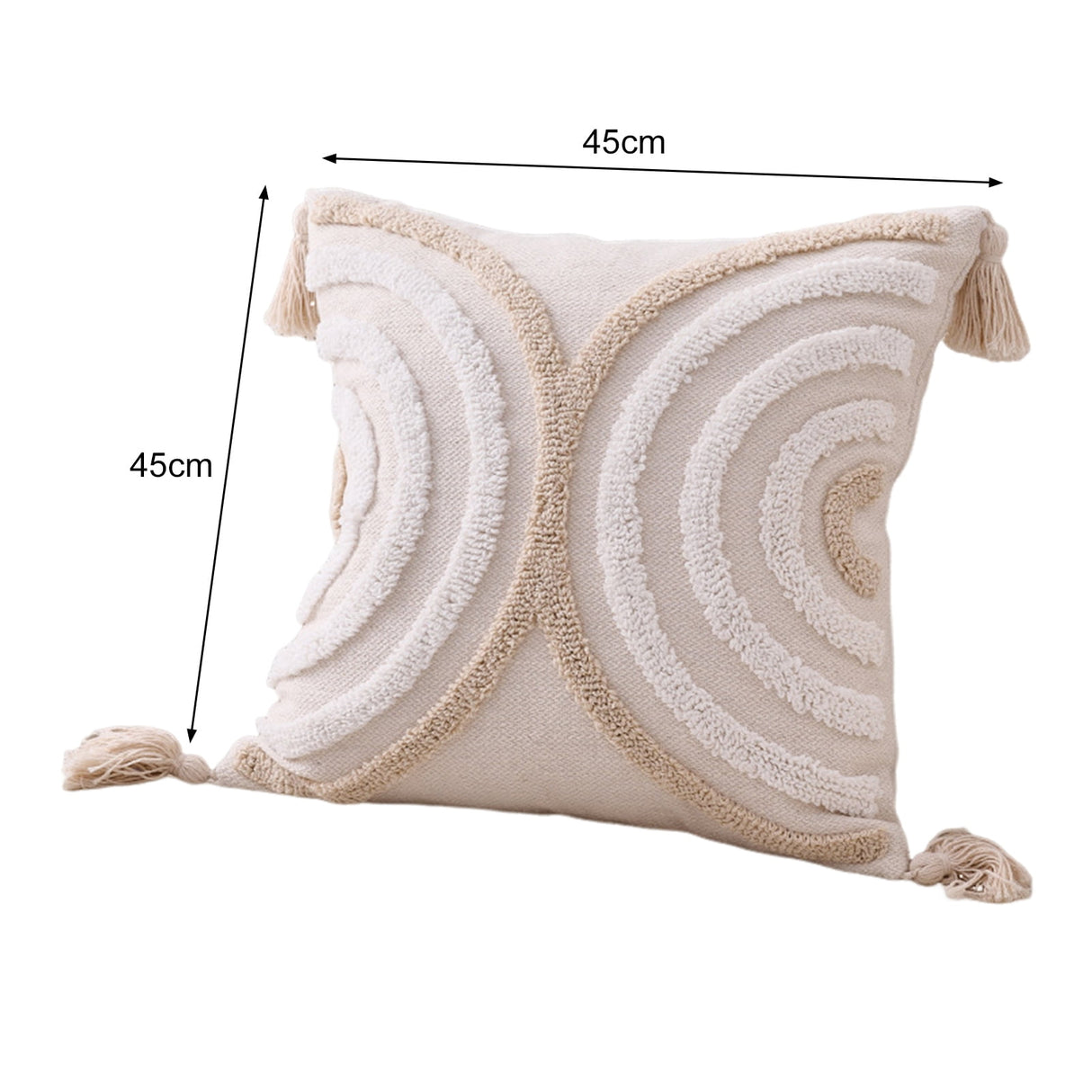 Walbest Boho Throw Pillow with Braided Rope Pattern And Tassels Soft Cotton Linen Textured Cushion for Sofa Bed Office 45x45cm D