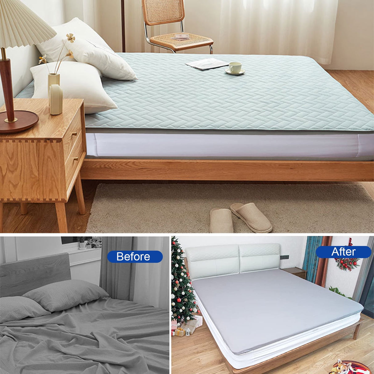 harmtty Bed Sheet Holder Elastic Non-slip Time Saving Fully-encased Design Sheet Fixing 360 Degree Surround Sheet Fastening Cover for Bedroom White